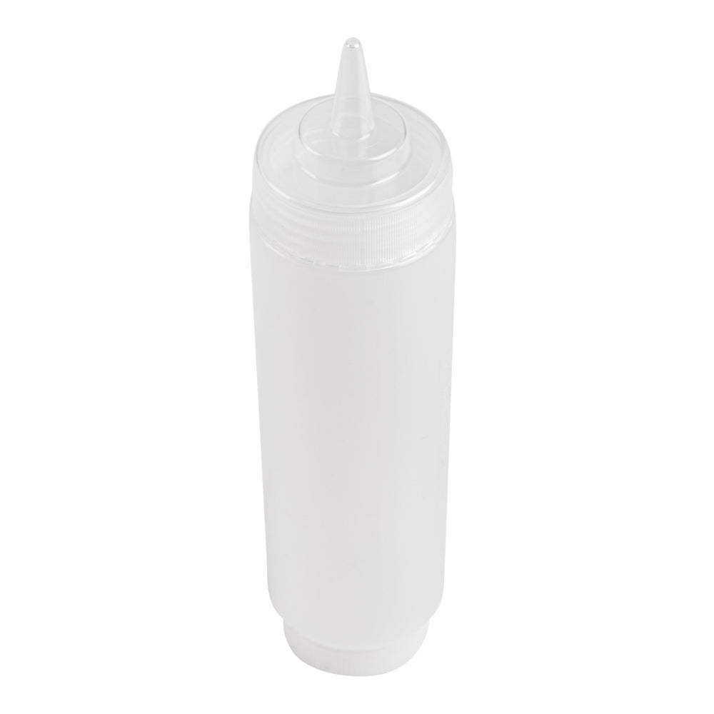 Botella de plástico transparente de 16 oz (primero en entrar, primero en salir), tapa de repuesto, punta de precisión, 2 1/2" x 2 1/2" x 9 1/4" (caja de 1 unidad)
