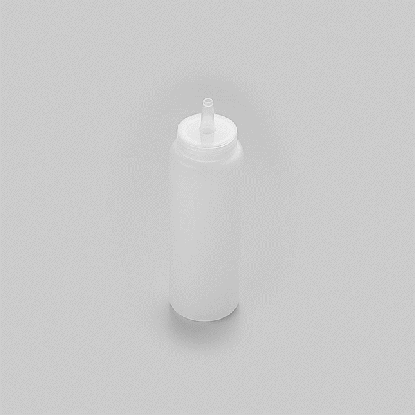 Botella de plástico transparente para apretar Sauce Tek de 8 oz - Punta de precisión - 2" x 2" x 7" - Caja de 1 unidad