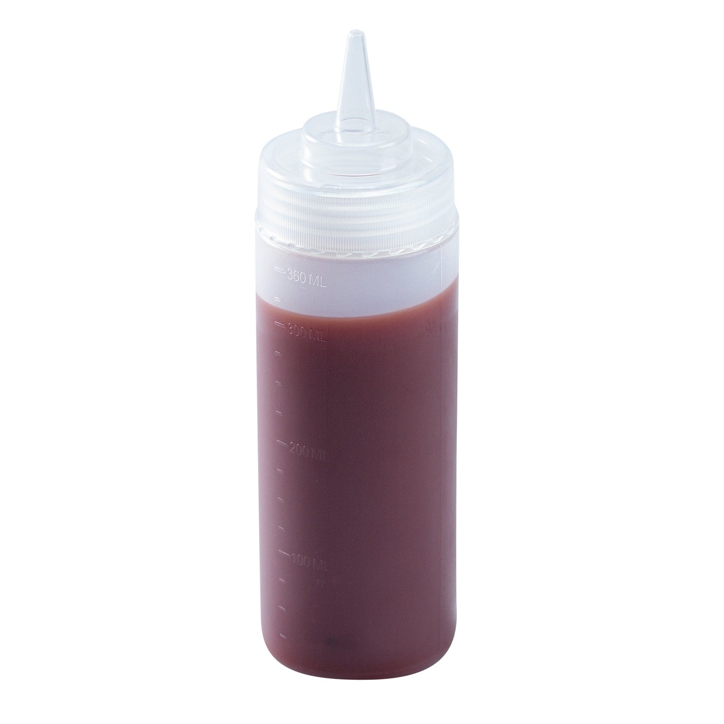 Botella de plástico transparente Sauce Tek de 12 oz - Punta de precisión - 2 1/4" x 2 1/4" x 8" - Caja de 1 unidad