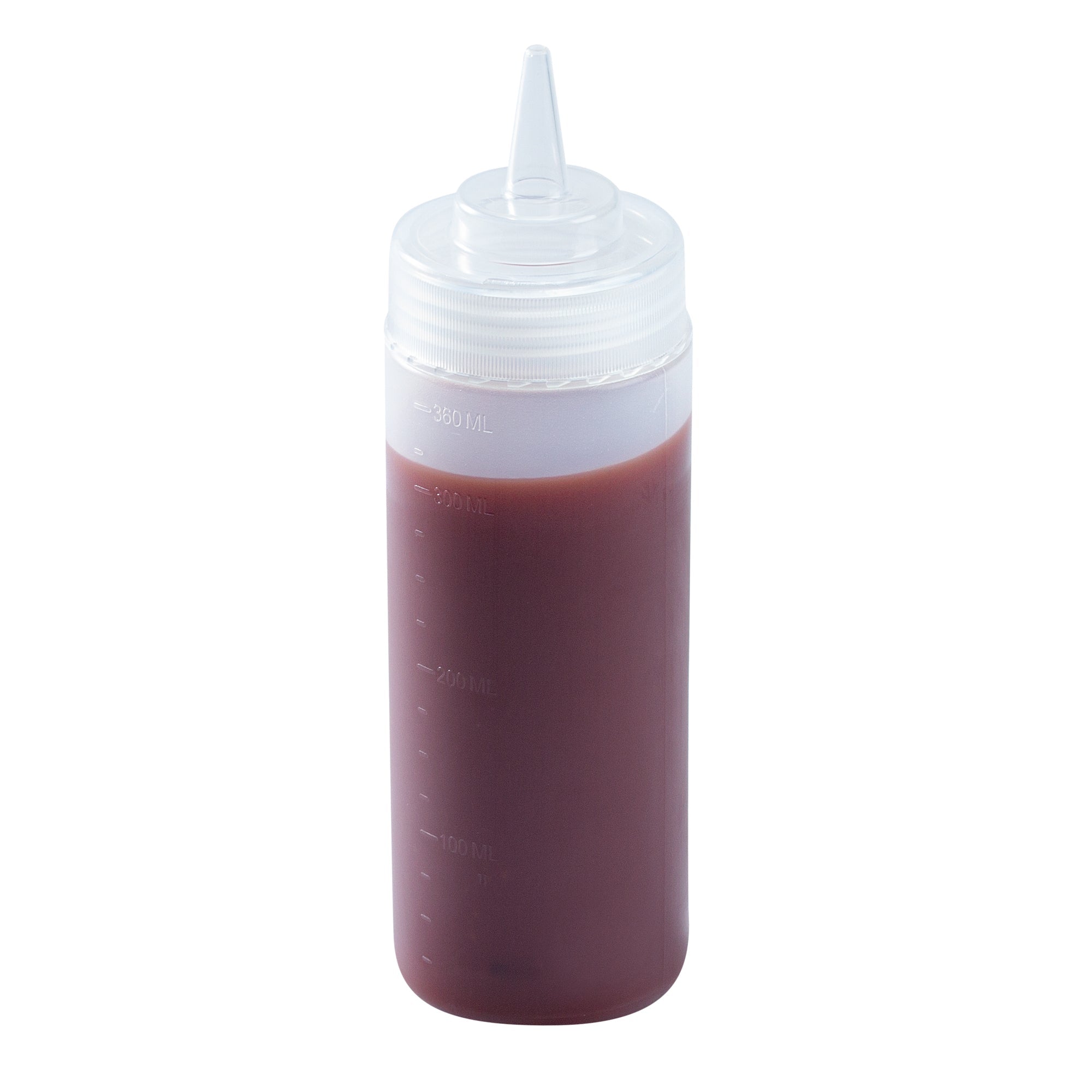 Botella de plástico transparente Sauce Tek de 12 oz - Punta de precisión - 2 1/4" x 2 1/4" x 8" - Caja de 1 unidad