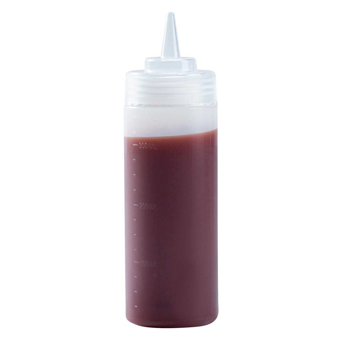 Botella de plástico transparente Sauce Tek de 12 oz - Punta de precisión - 2 1/4" x 2 1/4" x 8" - Caja de 1 unidad