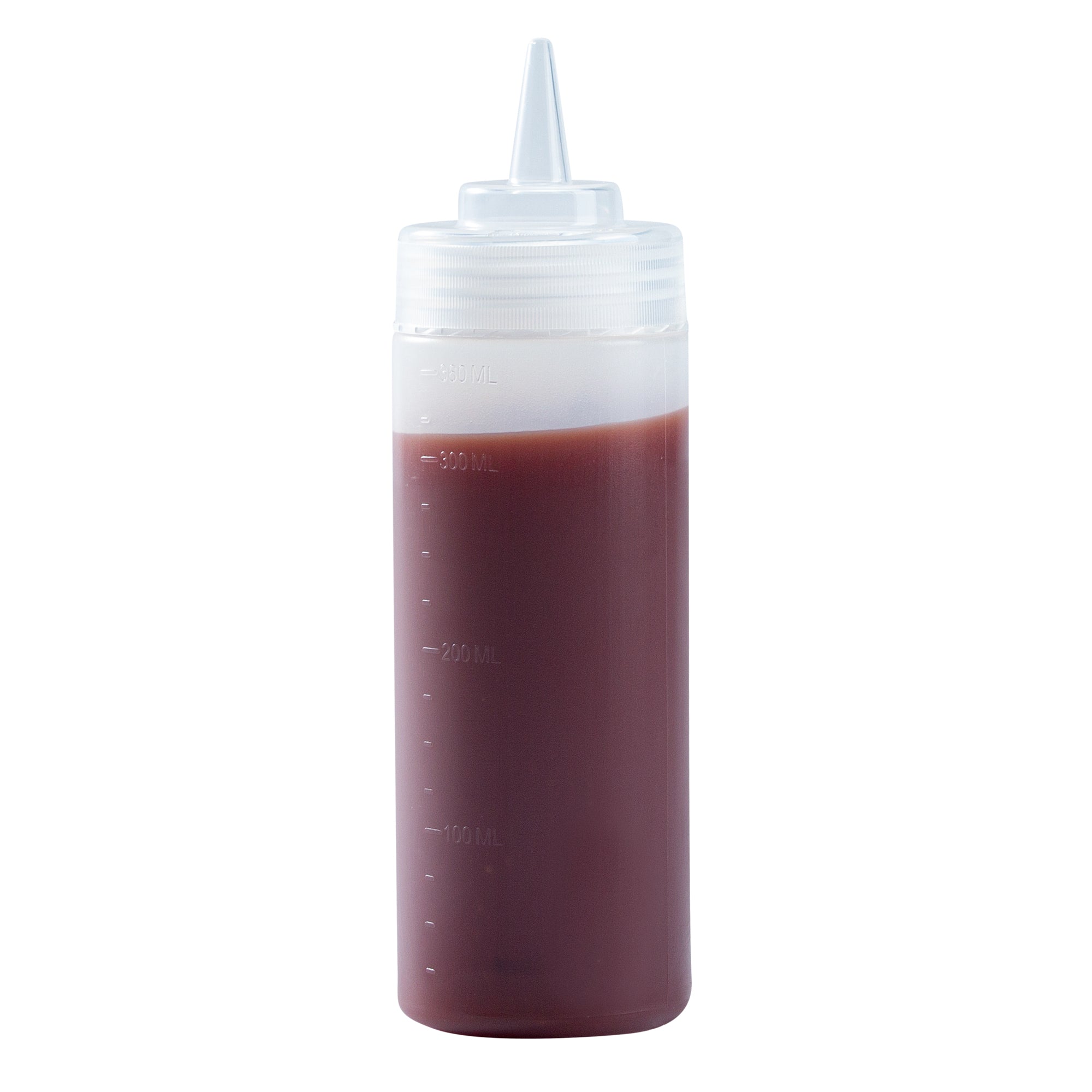 Botella de plástico transparente Sauce Tek de 12 oz - Punta de precisión - 2 1/4" x 2 1/4" x 8" - Caja de 1 unidad