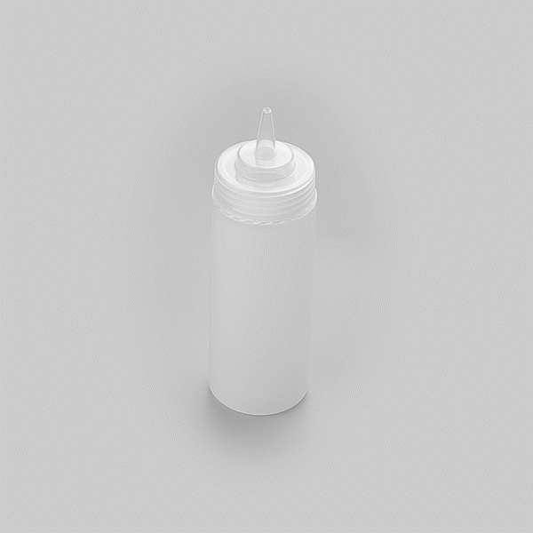 Botella de plástico transparente Sauce Tek de 12 oz - Punta de precisión - 2 1/4" x 2 1/4" x 8" - Caja de 1 unidad