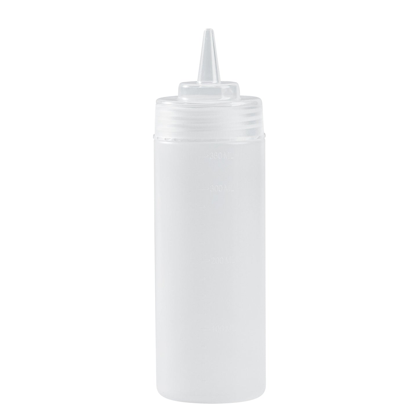 Botella de plástico transparente Sauce Tek de 12 oz - Punta de precisión - 2 1/4" x 2 1/4" x 8" - Caja de 1 unidad
