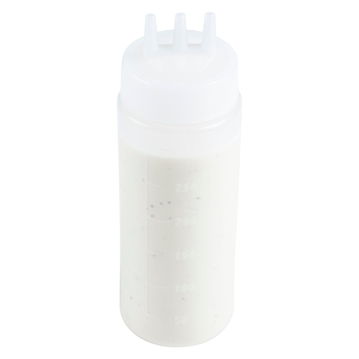 Botella de plástico transparente multiusos Sauce Tek de 12 oz (con punta de triple dispersión) - Caja de 6 unidades