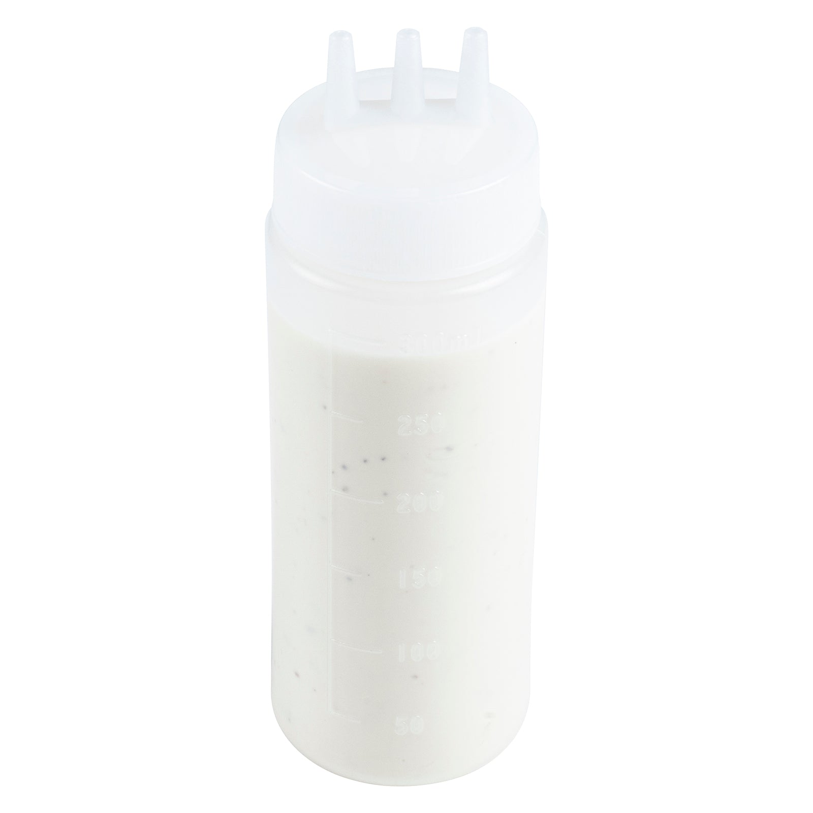 Botella de plástico transparente multiusos Sauce Tek de 12 oz (con punta de triple dispersión) - Caja de 6 unidades