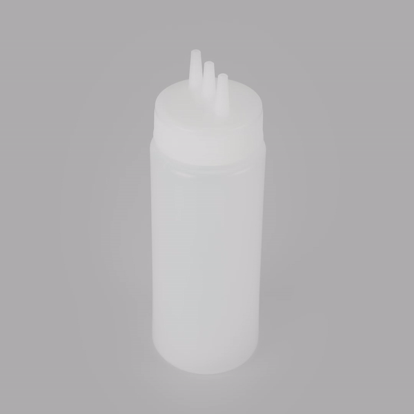 Botella de plástico transparente multiusos Sauce Tek de 12 oz (con punta de triple dispersión) - Caja de 6 unidades