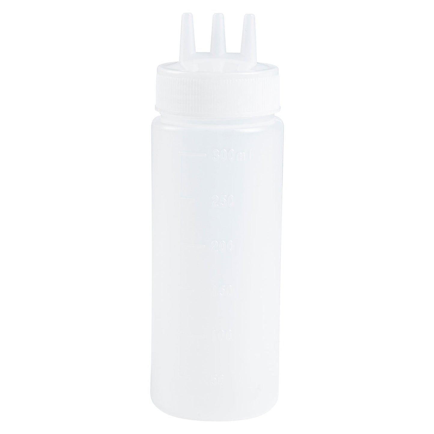 Botella de plástico transparente multiusos Sauce Tek de 12 oz (con punta de triple dispersión) - Caja de 6 unidades