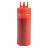 Botella de plástico para ketchup Sauce Tek de 12 oz, color rojo, con punta de triple dispersión, caja de 6 unidades