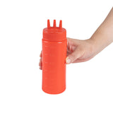 Botella de plástico para ketchup Sauce Tek de 12 oz, color rojo, con punta de triple dispersión, caja de 6 unidades