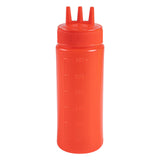 Botella de plástico para ketchup Sauce Tek de 12 oz, color rojo, con punta de triple dispersión, caja de 6 unidades