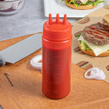 Botella de plástico para ketchup Sauce Tek de 12 oz, color rojo, con punta de triple dispersión, caja de 6 unidades