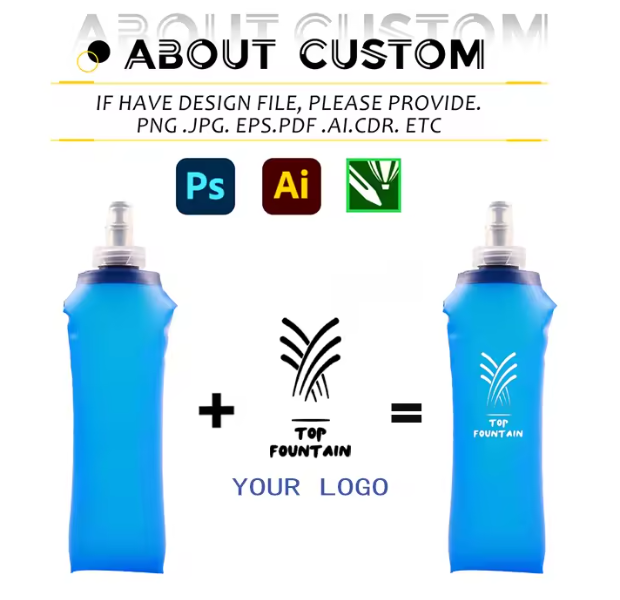 Customized Logo 17oz 500ml Hydration Soft Sport Collapsible Foldable Silicone Water Bottle Soft Flask