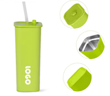 Vaso cuadrado de acero inoxidable de doble capa, personalizado, ecológico, de 16 oz, con aislamiento al vacío y base de silicona portátil, para coche, taza de viaje.