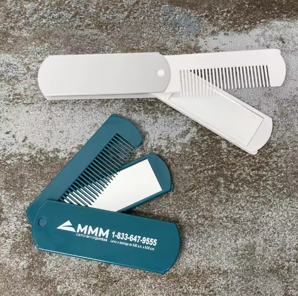 Customized Logo Rectangle Printed Folding Comb Mirror & Pocket Mirror Cute Design Promotional Gifts