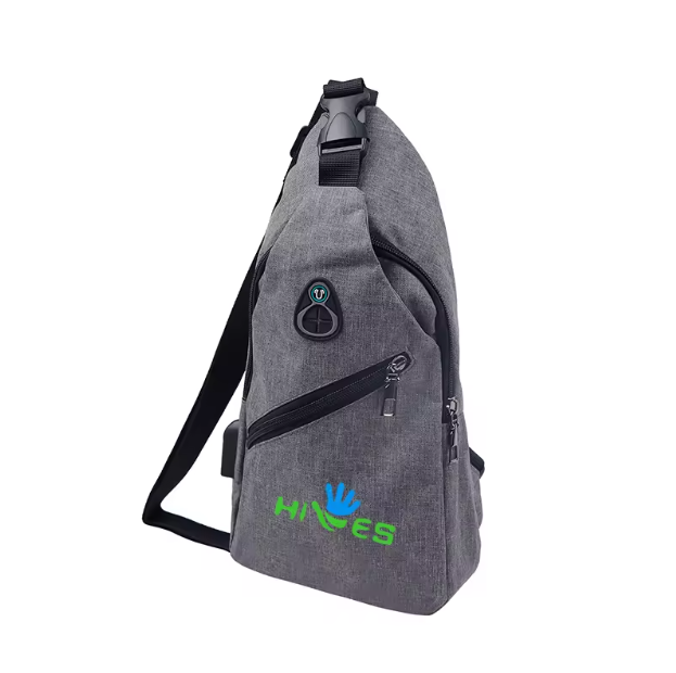 Bolso bandolera informal personalizado con logotipo personalizado para hombre, bandolera de hombro con cargador USB para exteriores y logotipo.