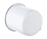 Taza de café deportiva de esmalte blanco personalizada de 12 oz con tapa, venta al por mayor