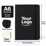 Custom A6 Notebook Wholesale | Personalized Pocket Journal with Logo, Elastic Strap, 160 Pages, 9 × 14 cm (3.5 × 5.5 in)