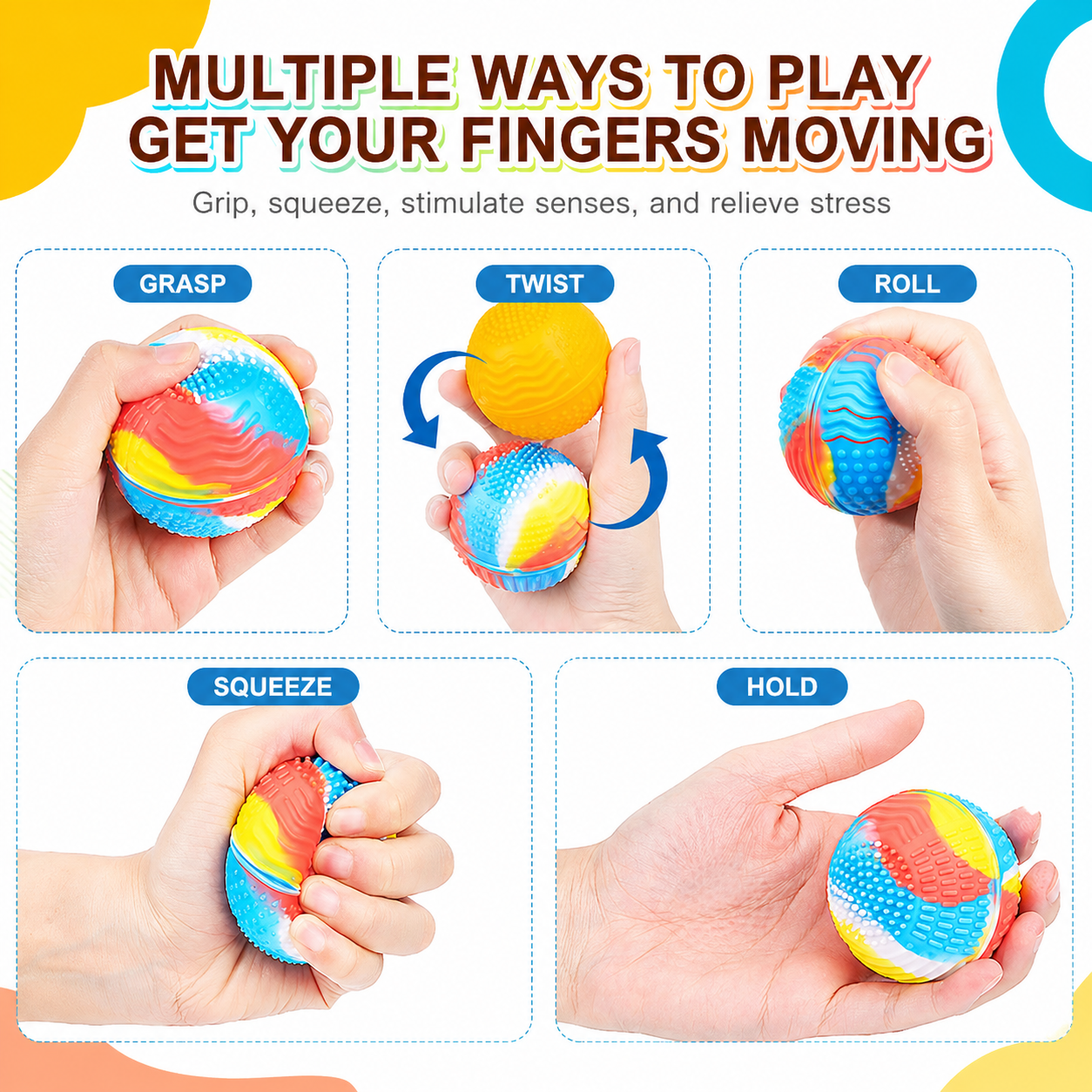 Pelota Antiestrés de Silicona Personalizada, Juguete Sensorial para Entrenar la Fuerza de Agarre y los Dedos, Pelota Antiestrés Suave para Apretar