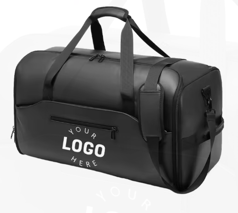Bolsa de viaje de cuero genuino con logotipo personalizado para hombre, bolsa de ropa convertible con compartimento para zapatos, bolsa de viaje de cuero