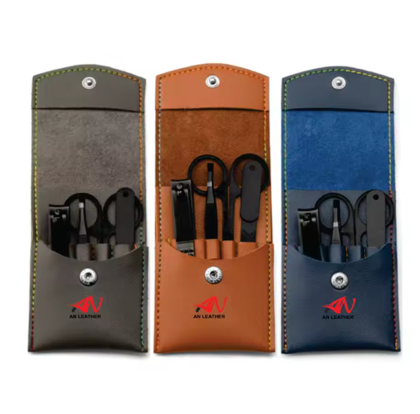 Custom Logo Multi-Functional Nail Clipper Set Stainless Steel Manicure Tools Kit Leather Storage Bag for Manicure Pedicure