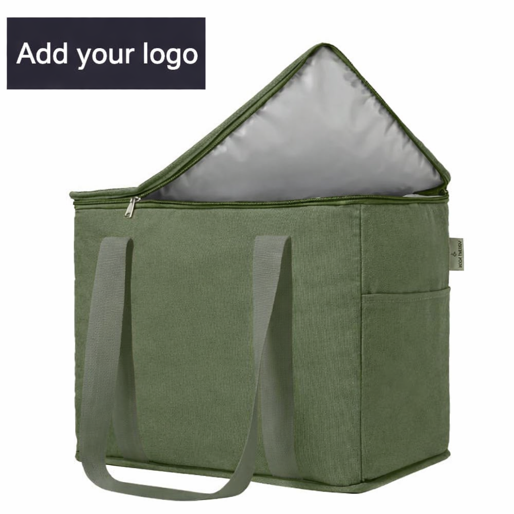 Bolsa nevera isotérmica grande con logotipo personalizado – Plegable para pícnic, almuerzo y entrega de alimentos