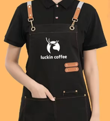 Apron for Chef Kitchen Use Custom Logo Printed Canvas Waist Apron for Restaurant Milk Tea Cafe Waiter