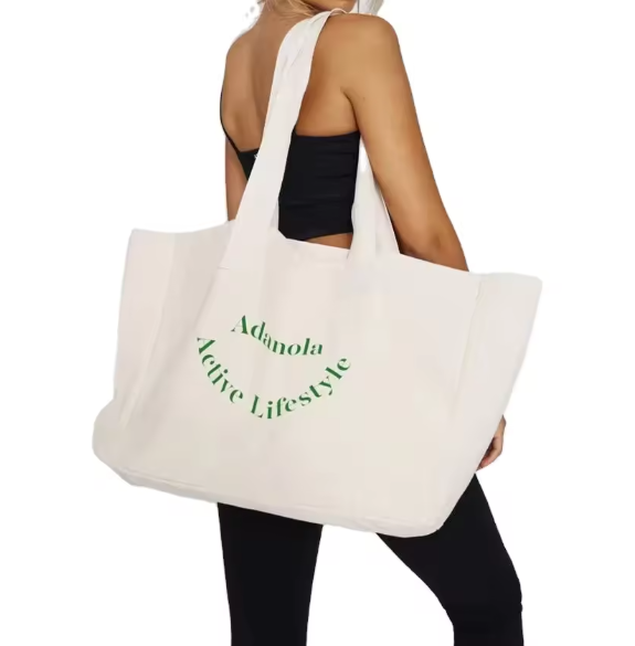 Bolsa de lona grande promocional personalizada, duradera, para compras de comestibles, con impresión de logotipo.