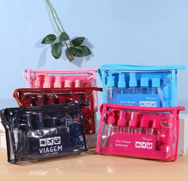 Custom Small Refillable Liquid Containers Spray Bottles for Toiletries Cosmetic Clear Empty Fine Mist Plastic Mini Travel Bottle