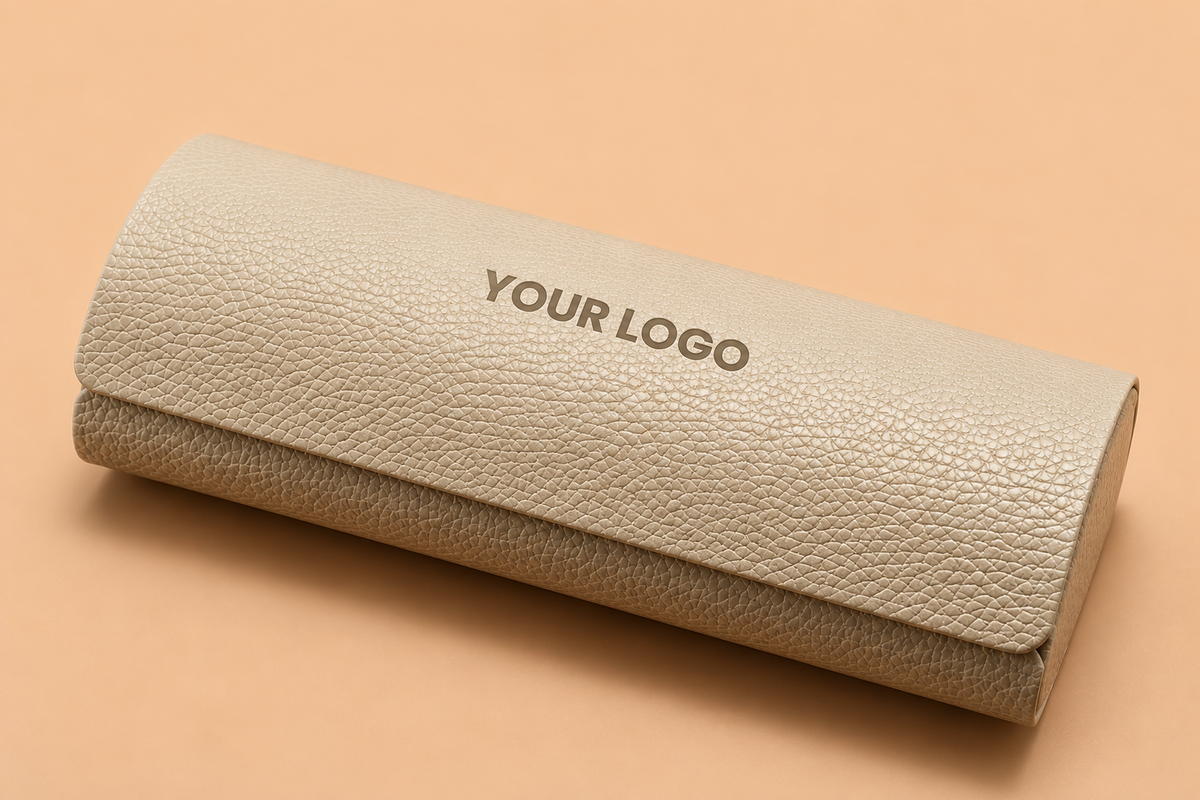 Custom Logo Premium Leather Cylindrical Eyeglass Case – Luxury Hard Case for Sunglasses & Prescription Glasses