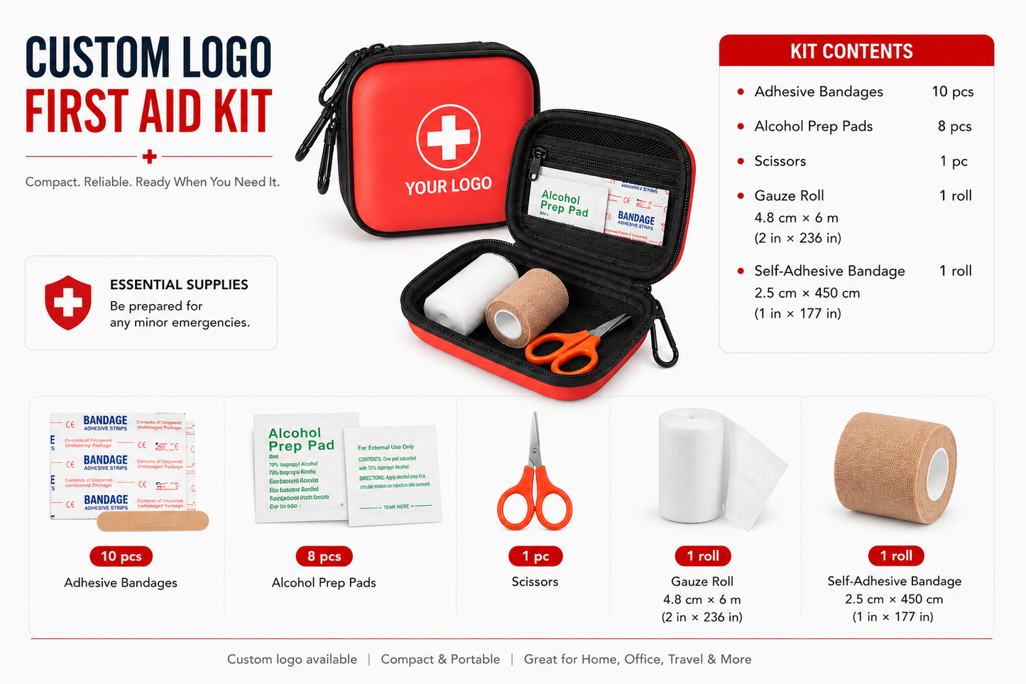 Custom First Aid Kit Solution – Logo Printing, Medical Supplies & Complete Assembly