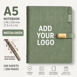Custom Logo A5 Refillable PU Leather Notebook with 6-Ring Binder, 100 Sheets / 200 Pages, Business Journal Organizer