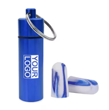 Custom Logo Promotional Gift Portable EarPlug Carrying Case Waterproof Metal Earplug Case Keychain