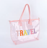 Custom Logo High Quality Women's Clear PVC Beach Tote Handbag Wholesale Personalized DIY Bright Color Waterproof Thick Open Closure