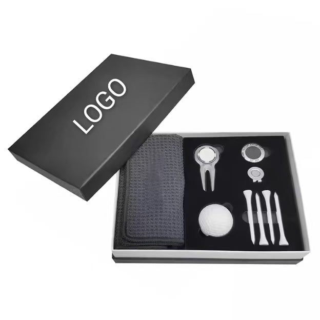 Customized Golf Ball Marker Hat Clip Divot Tool Tees Golf Towel Set Golf Gift Set