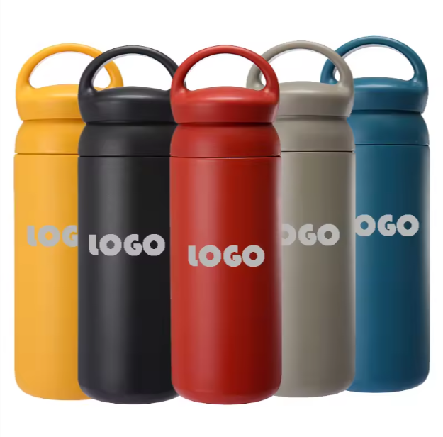 Customized 500ml Stainless Steel Water Bottle Tumbler Vacuum Travel Coffee Mug With Handle Thermos Flask