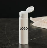 Custom Logo Empty White PET PCR Flip Cap Bottle Travel Size Shampoo Shower Gel Sub Bottle Cosmetic Packaging Bottles