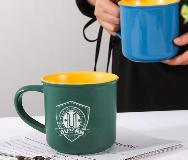 Tazas de cerámica para campamento con logotipo personalizado, 18 oz, mate, grabado, moteado, diseño personalizado