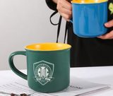 Tazas de cerámica para campamento con logotipo personalizado, 18 oz, mate, grabado, moteado, diseño personalizado