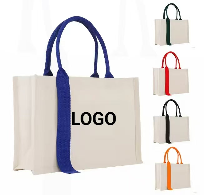 Bolsa de lona estructurada premium: bolsa reutilizable con embalaje boutique e impresión personalizada.