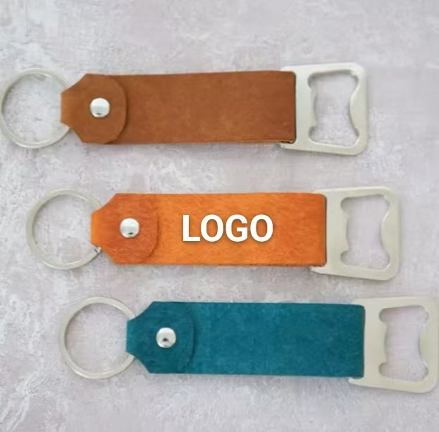 Custom Design Logo Metal Key Tag Bottle Opener Leather Bottle Opener Keychain Beer Opener Key Chain