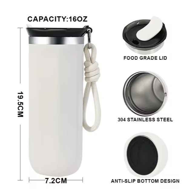 Wholesale Custom Logo Stainless Steel Vacuum Insulated Thermos Handgrip 12-24 Hours Thermal Insulation Portable Outdoor Coffee Trumbler