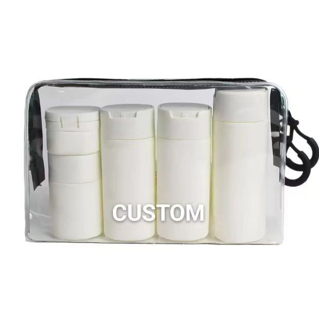 Custom PE Cosmetic Travel Set Empty Bottles for Shampoo Shower Gel Lotion & Face Cream