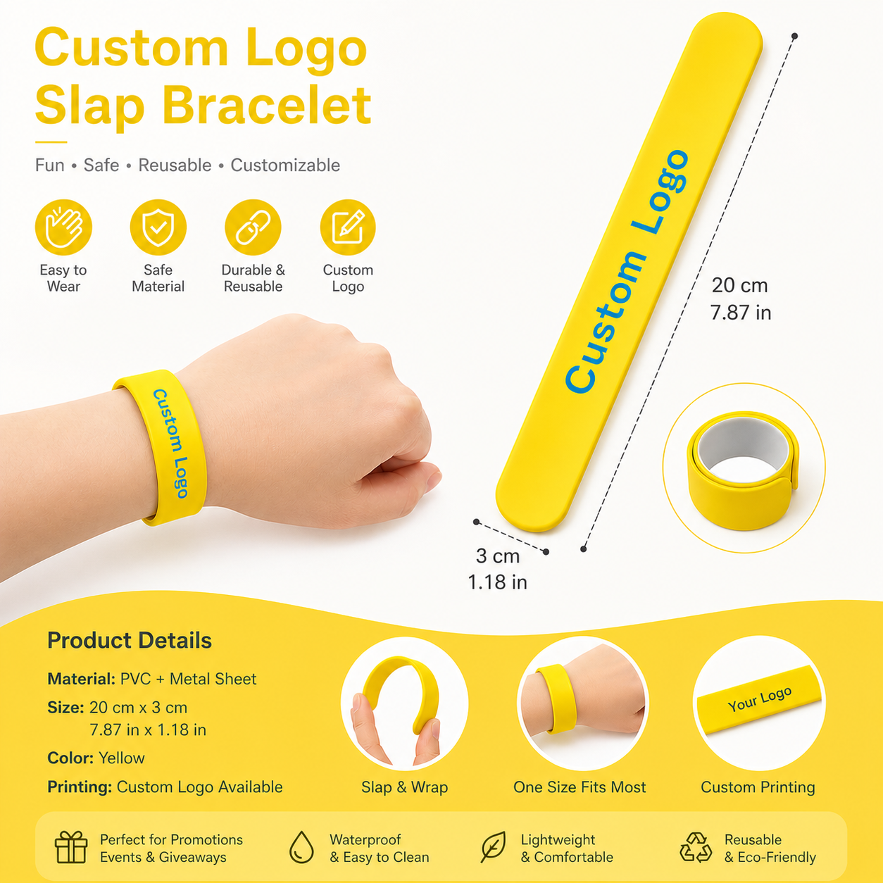 Pulsera de silicona reflectante con diseño de logotipo personalizado al por mayor, ideal para eventos y regalos infantiles.