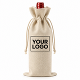 Custom Linen Wine Bag with Logo – Personalized Drawstring Bottle Gift Bag