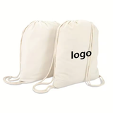 Wholesale Customized Logo Organic Cotton Drawstring Backpacks Eco Muslin Canvas Pouch Gift Packaging Letter Pattern Punch Style
