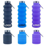 550ml Custom Outdoor Sports Bottle Foldable Collapsible Silicone Water Bottle Carabiner With  Custom Logo